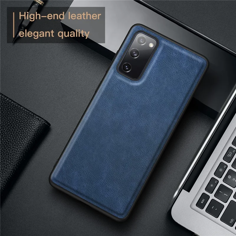 Retro Case for Samsung Galaxy S20 FE 4G / FE 5G / S20 Lite / S20 FE 2022 , PU Leather Coated TPU+PC Phone Cover - Blue