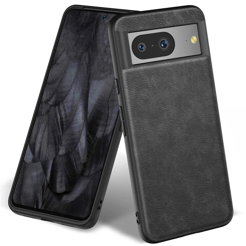 Для чехла Google Pixel 8 Slim Vintage Phone Case из ПУ-кожи с покрытием TPU+PC, устойчивым к царапинам - Черный