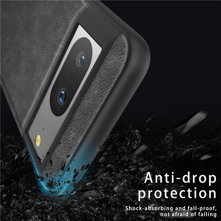 Для чехла Google Pixel 8 Slim Vintage Phone Case из ПУ-кожи с покрытием TPU+PC, устойчивым к царапинам - Черный