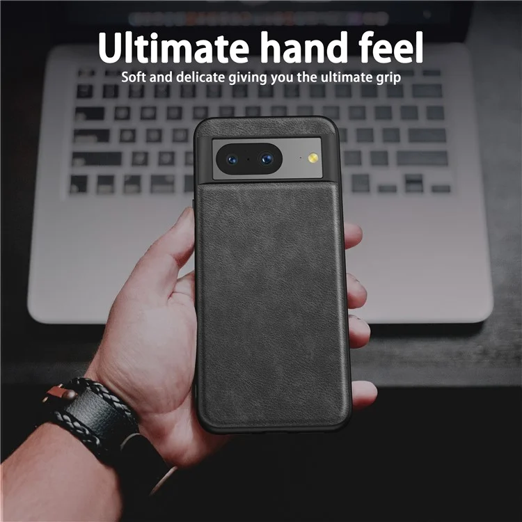 Для чехла Google Pixel 8 Slim Vintage Phone Case из ПУ-кожи с покрытием TPU+PC, устойчивым к царапинам - Черный