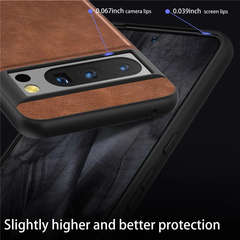 Achterkant voor Google Pixel 8 Pro Retro PU Leerlaag TPU+PC Hybride Beschermmende Hoes - Bruin