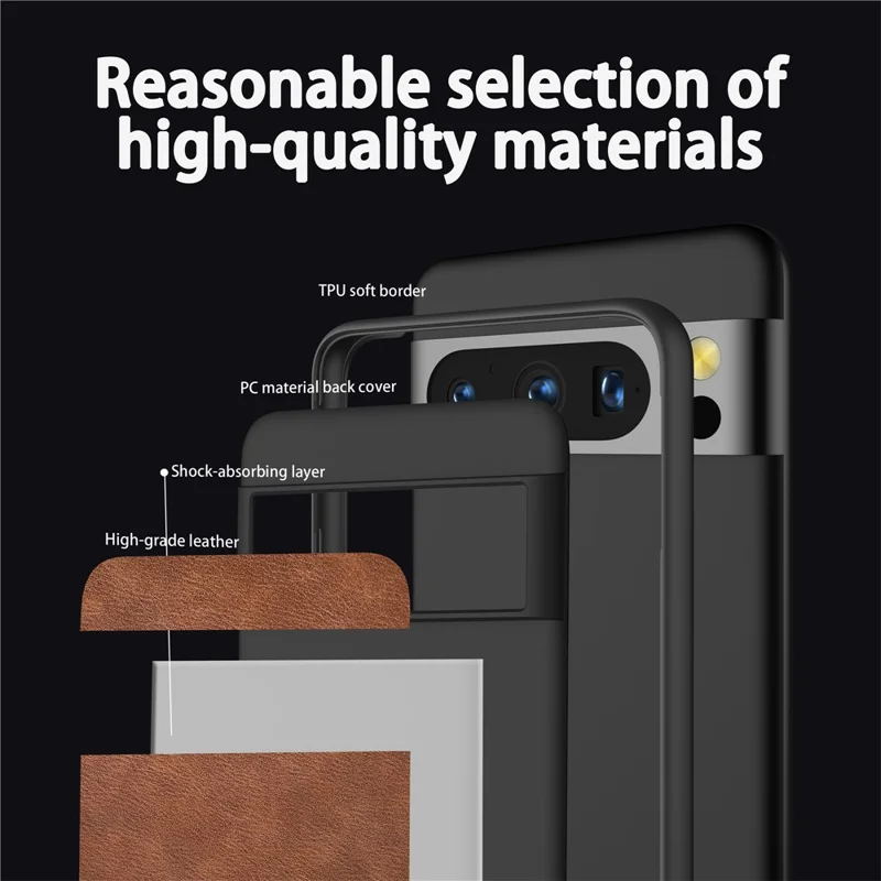 Achterkant voor Google Pixel 8 Pro Retro PU Leerlaag TPU+PC Hybride Beschermmende Hoes - Bruin