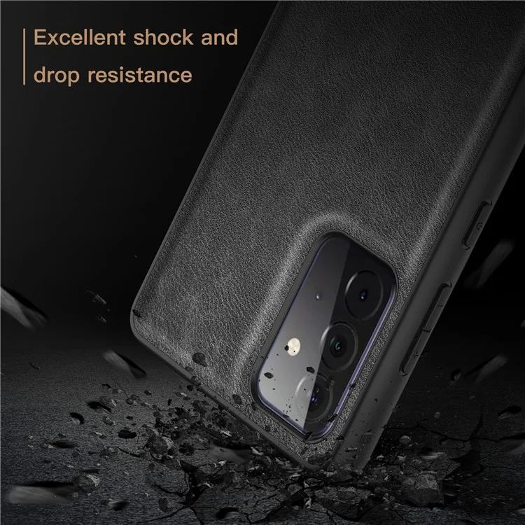 Für Samsung Galaxy A72 4G / 5G Retro Handyhülle PU-Leder beschichtet TPU+PC rutschfester Griff Cover - Schwarz