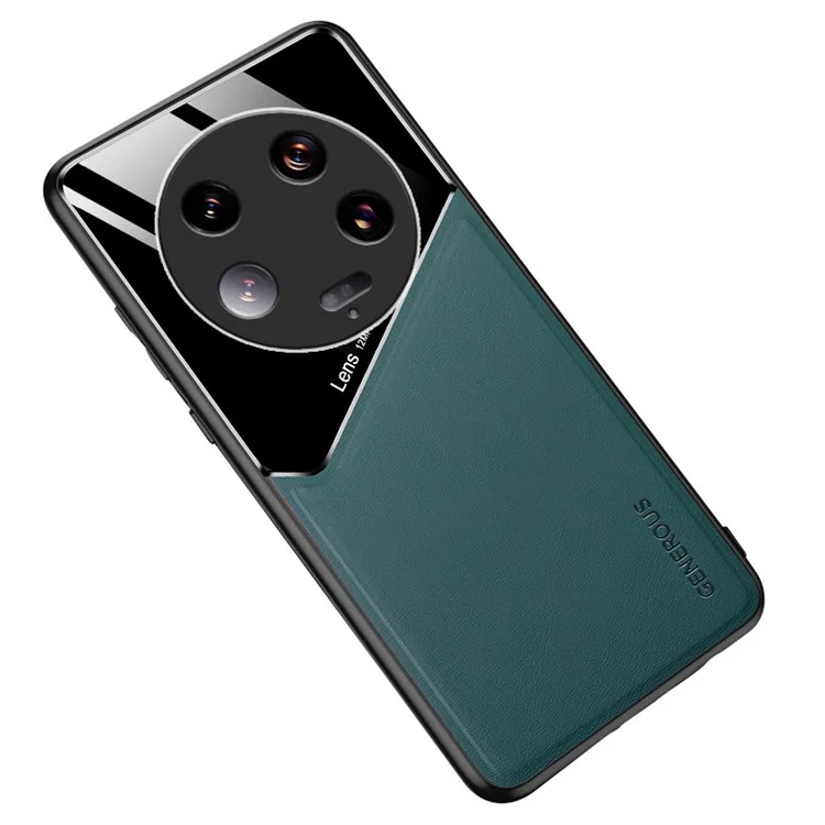 For Xiaomi 13 Ultra Protective Cover PU Leather Coated TPU + PC Phone Case with Car Mount Metal Sheet - Green