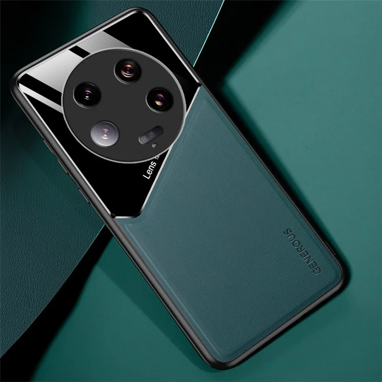 For Xiaomi 13 Ultra Protective Cover PU Leather Coated TPU + PC Phone Case with Car Mount Metal Sheet - Green