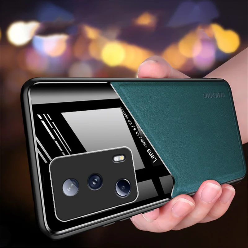 For Xiaomi 13 Lite / Civi 2 5G Anti-fall Cover PU Leather Coated TPU+PC Phone Case with Car Mount Metal Sheet - Black