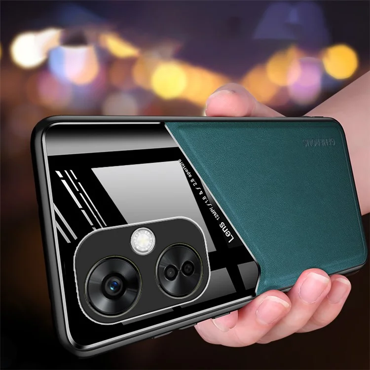 For OnePlus Nord CE 3 Lite 5G / N30 5G Back Shell PU Leather Coated TPU+PC Phone Case with Car Mount Metal Sheet - Orange