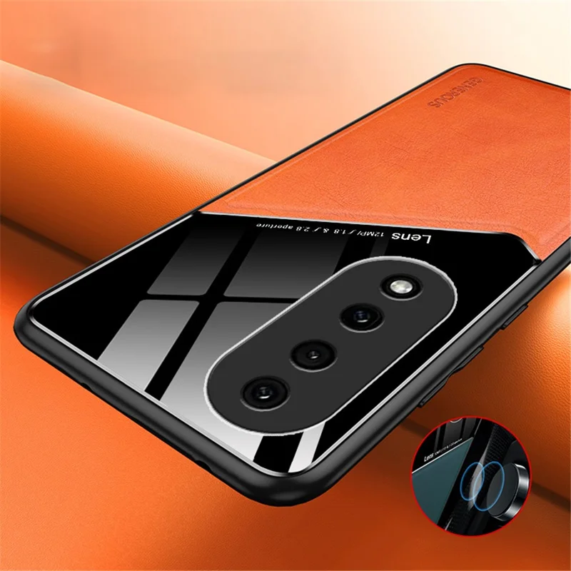Shockproof Cover for Honor 90 Pro PU Leather Coated TPU+PC Phone Case with Car Mount Metal Sheet - Blue