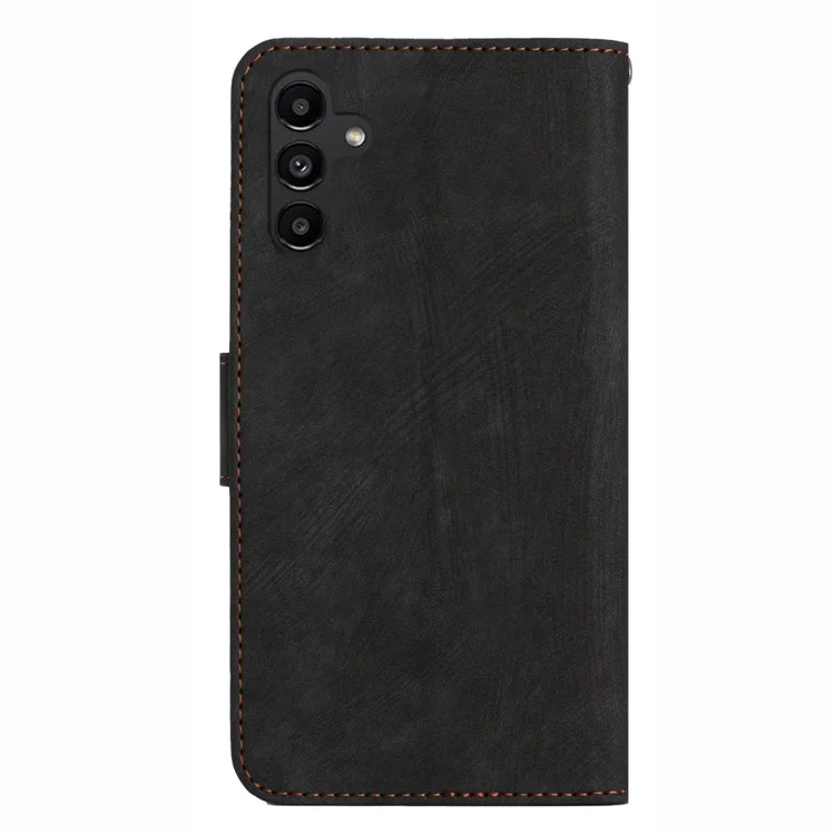 Para Samsung Galaxy A34 5G Anti-Impressão Digital Stripe Texture Phone Case Wallet PU Leather Stand Cover com Alça - Preto