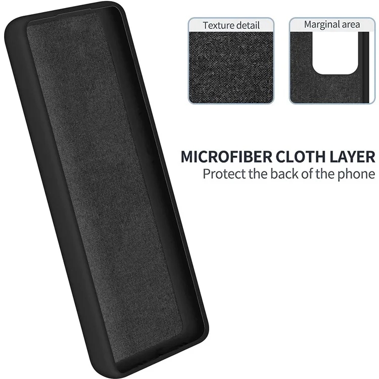 Pour vivo Y36 4G (Global) Soft Lining Liquid Silicone Phone Cover Anti-Dust Mobile Phone Case avec Sangle - Noir