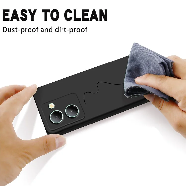 Pour vivo Y36 4G (Global) Soft Lining Liquid Silicone Phone Cover Anti-Dust Mobile Phone Case avec Sangle - Noir
