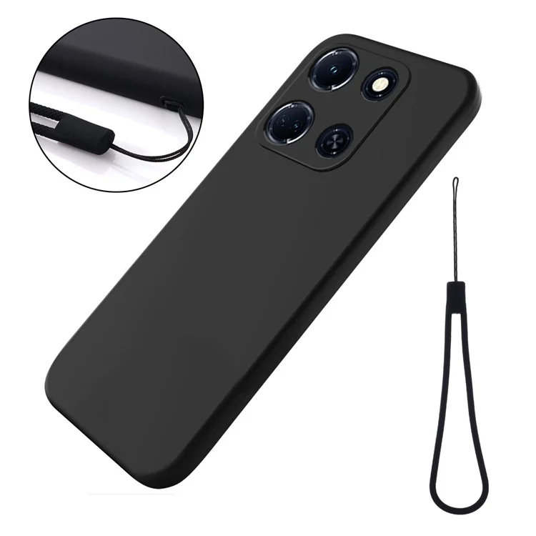 Para Infinix Note 30 4G / 5G Smartphone Case Forro Suave Silicona Líquida Funda de Teléfono con Correa - Negro