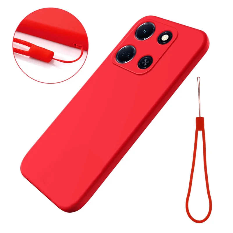 Pour Infinix Note 30 4G / 5G Smartphone Etui Doublure Souple Silicone Liquide Coque de Téléphone avec Sangle - Rouge