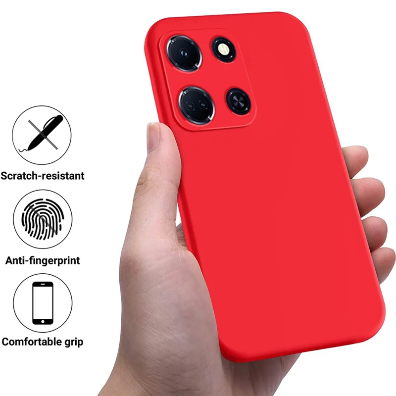 Pour Infinix Note 30 4G / 5G Smartphone Etui Doublure Souple Silicone Liquide Coque de Téléphone avec Sangle - Rouge