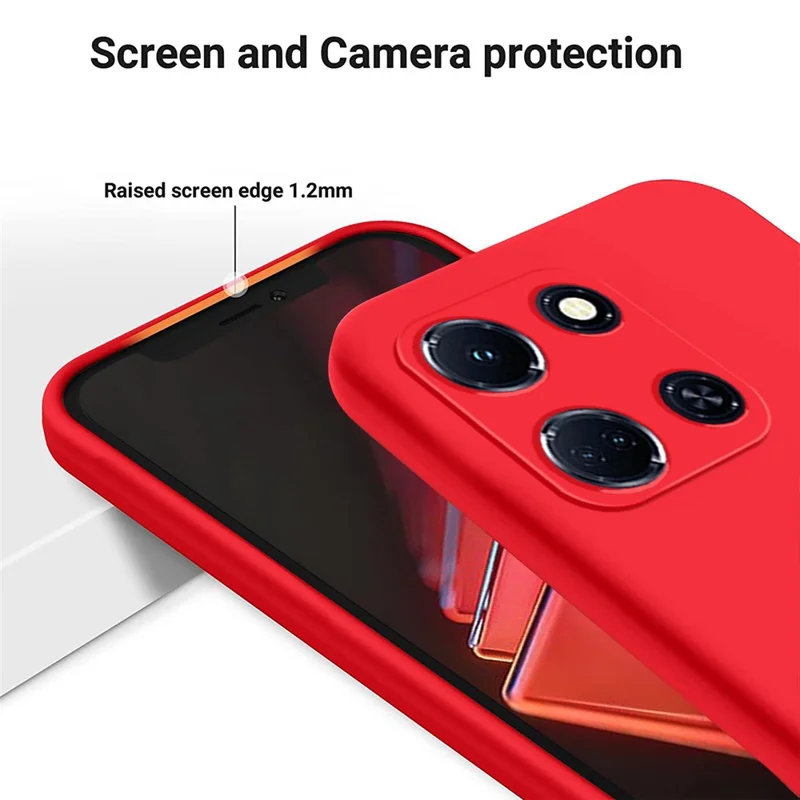 Pour Infinix Note 30 4G / 5G Smartphone Etui Doublure Souple Silicone Liquide Coque de Téléphone avec Sangle - Rouge