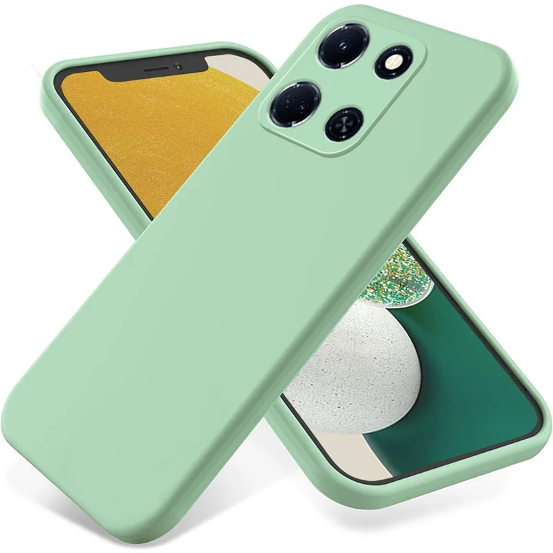 Für Infinix Note 30 4G / 5G Smartphone Tasche, Soft Lining Flüssigsilikon-Handyhülle mit Tragegurt - Grün