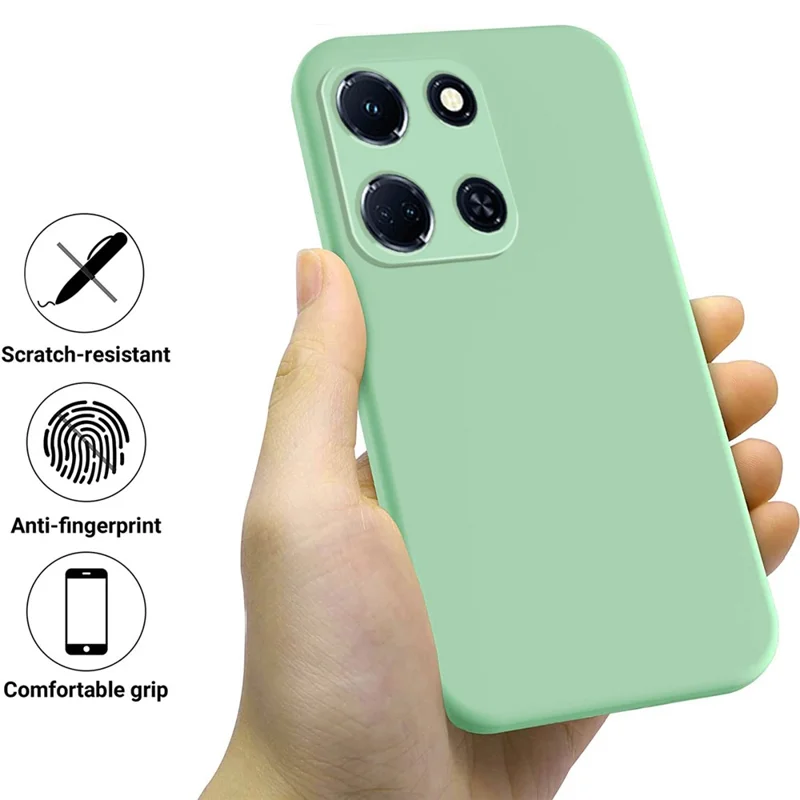 Für Infinix Note 30 4G / 5G Smartphone Tasche, Soft Lining Flüssigsilikon-Handyhülle mit Tragegurt - Grün