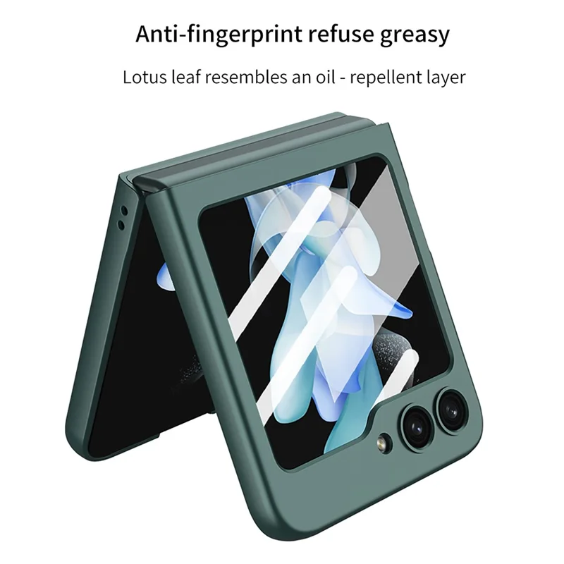 GKK For Samsung Galaxy Z Flip5 5G Hard PC Phone Case Ultra Thin Cover with Tempered Glass Screen Film - Black