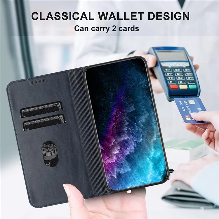 Étui pour téléphone en cuir PU pour Motorola Moto E13 4G, support de carte RFID Blocking, support pour téléphone - Bleu