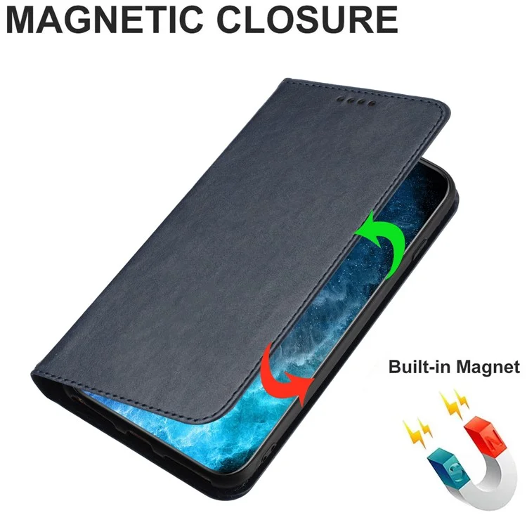Étui pour téléphone en cuir PU pour Motorola Moto E13 4G, support de carte RFID Blocking, support pour téléphone - Bleu