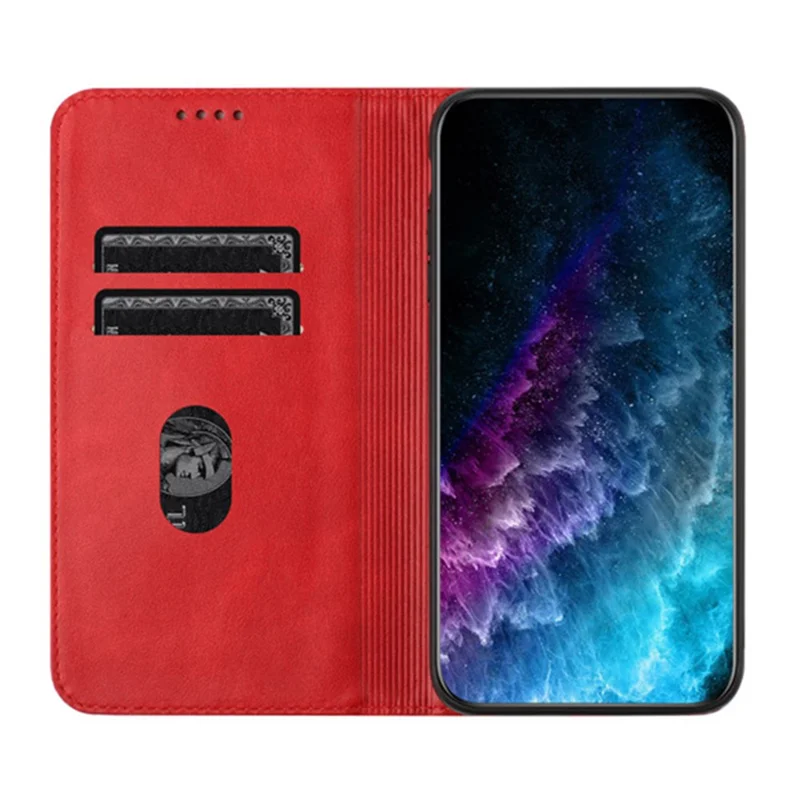PU Leather Phone Case for Motorola Moto E13 4G , RFID Blocking Card Holder Phone Stand Cover - Red