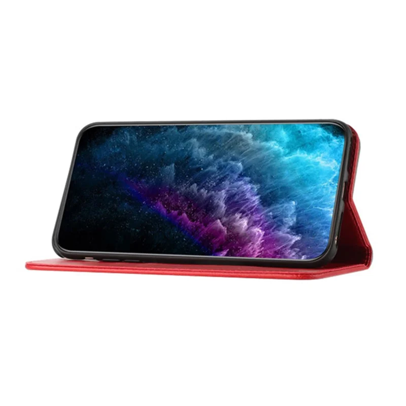 PU Leather Phone Case for Motorola Moto E13 4G , RFID Blocking Card Holder Phone Stand Cover - Red