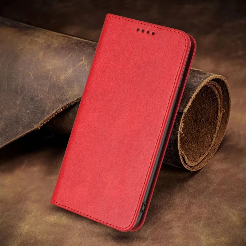 PU Leather Phone Case for Motorola Moto E13 4G , RFID Blocking Card Holder Phone Stand Cover - Red