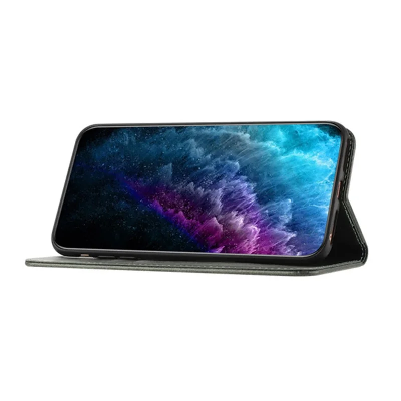 PU Leather Phone Case for Motorola Moto E13 4G , RFID Blocking Card Holder Phone Stand Cover - Grey