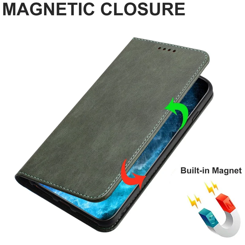 PU Leather Phone Case for Motorola Moto E13 4G , RFID Blocking Card Holder Phone Stand Cover - Grey