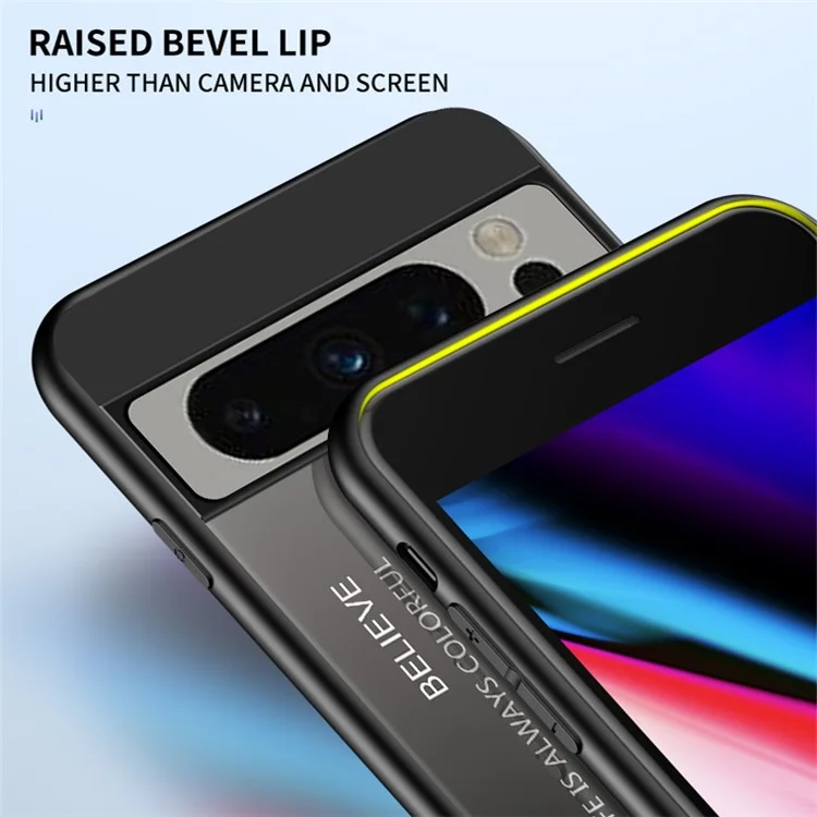 For Google Pixel 8 Pro Gradient Color Case Tempered Glass+PC+TPU Hybrid Phone Cover - Gradient Red Black