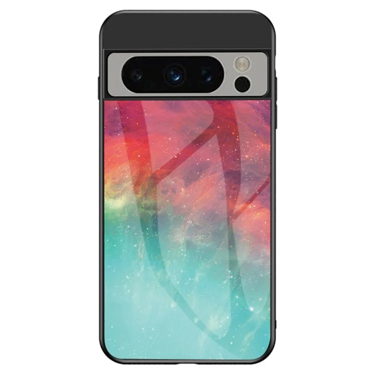 For Google Pixel 8 Pro Tempered Glass Back Cover Starry Sky Pattern PC+TPU Phone Case - Color Starry Sky