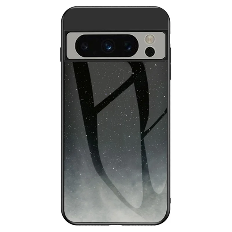 For Google Pixel 8 Pro Tempered Glass Back Cover Starry Sky Pattern PC+TPU Phone Case - Starry Crescent Moon