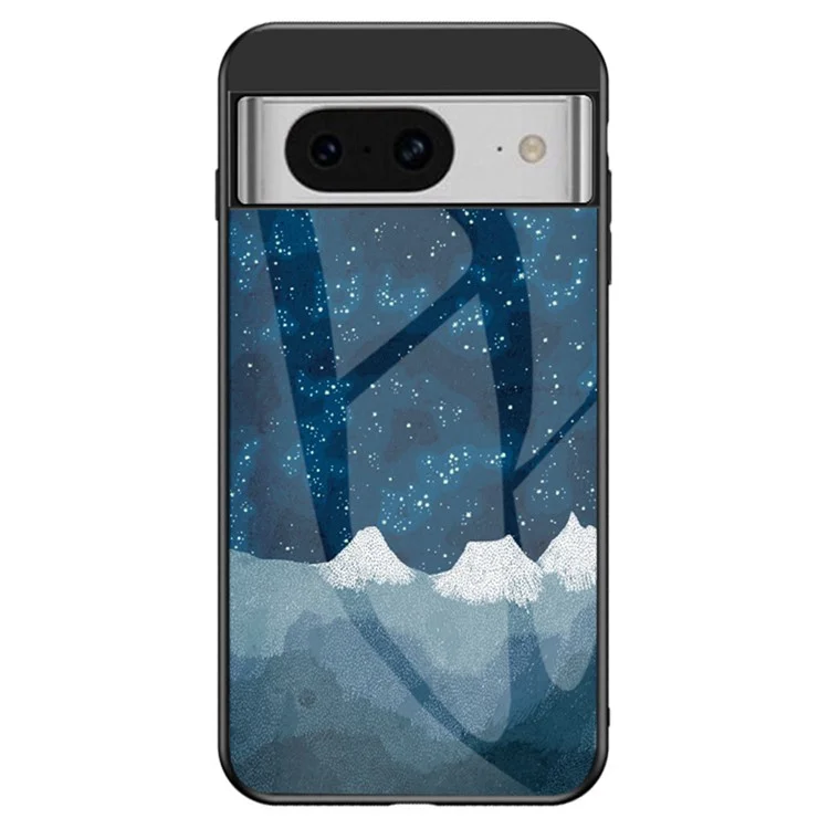 Для Google Pixel 8 Starry Sky Pattern Case Tempered Glass+PC+TPU Anti-Scratch Phone Cover - Scattering Starry