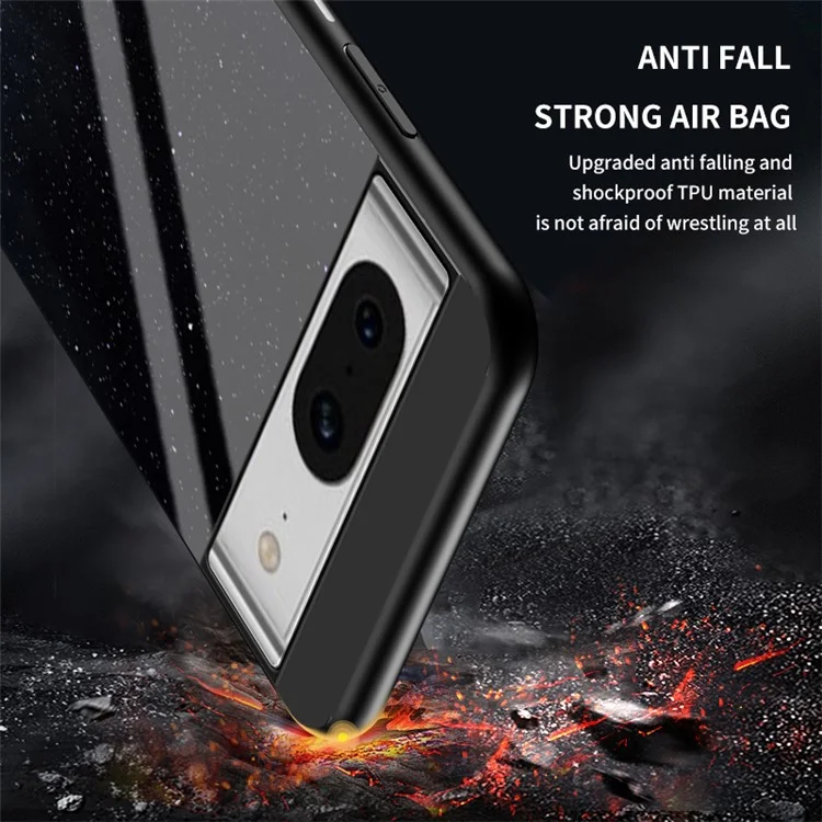 Для Google Pixel 8 Starry Sky Pattern Case Tempered Glass+PC+TPU Anti-Scratch Phone Cover - Scattering Starry