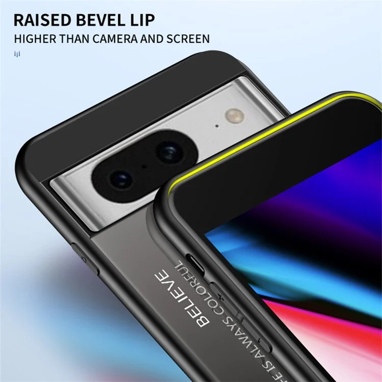For Google Pixel 8 Tempered Glass Phone Case Gradient Shockproof PC+TPU Protective Cover - Gradient Red Black