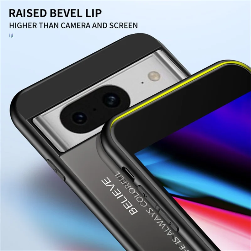 For Google Pixel 8 Tempered Glass Phone Case Gradient Shockproof PC+TPU Protective Cover - Gradient Pink Blue