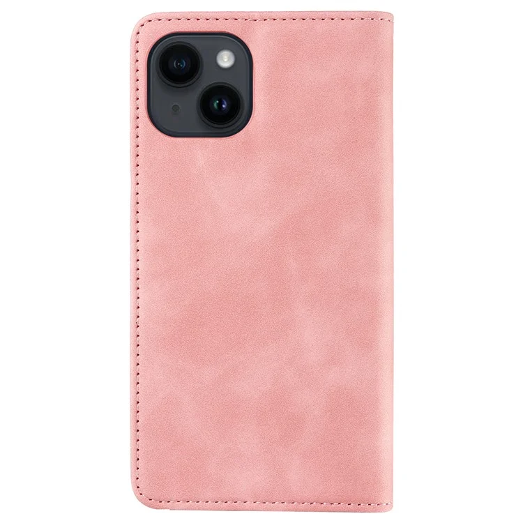 BETOPNICE 003 PU Leather Flip Cover for iPhone 15 Plus , RFID Blocking Stand Wallet Phone Case - Pink