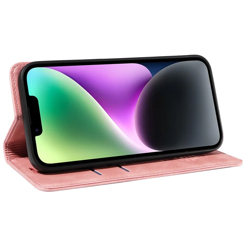 BETOPNICE 003 Для iPhone 15 Полностью обернутый PU-кожаный чехол с блокировкой RFID, подставка, кошелек и чехол для телефона - розовый