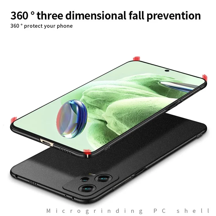 MOFI Shield Matte Series para Xiaomi Redmi Note 12 Pro 5G Funda de teléfono de PC mate anti-arañazos - Negro