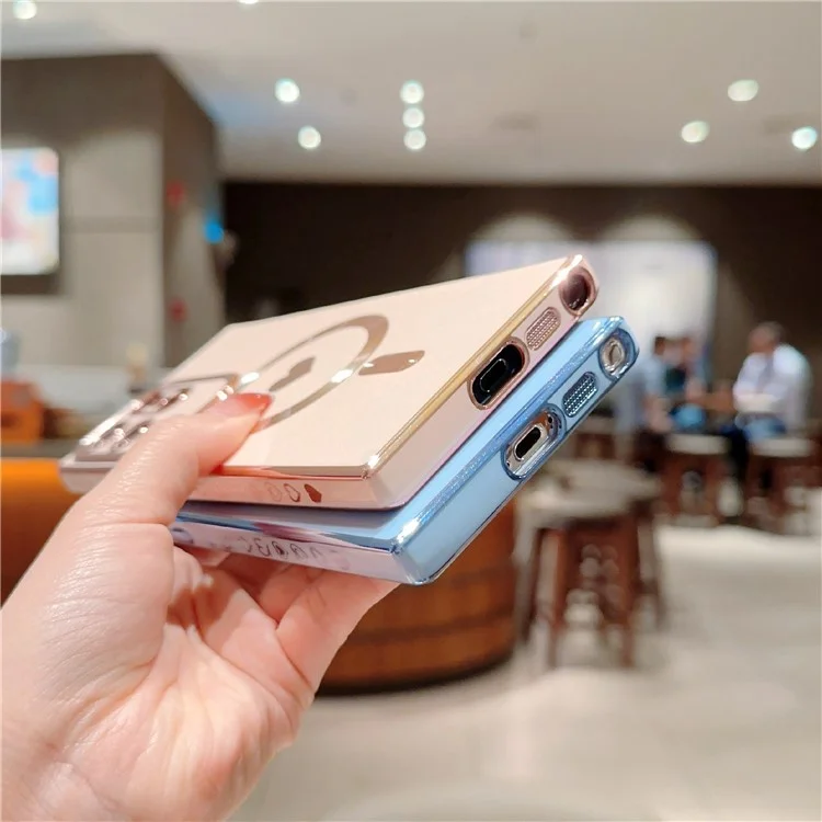 Per Samsung Galaxy S22 Ultra 5G Phone TPU Case 6D Elettroplaccatura Copertina a Cuore Compatibile con MagSafe - Rosa