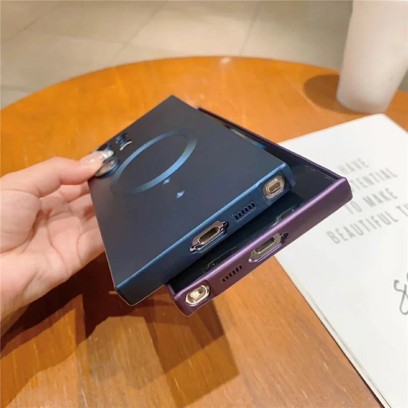 For Samsung Galaxy S23 Ultra Magnetic Case Rubberized TPU Phone Cover - Black
