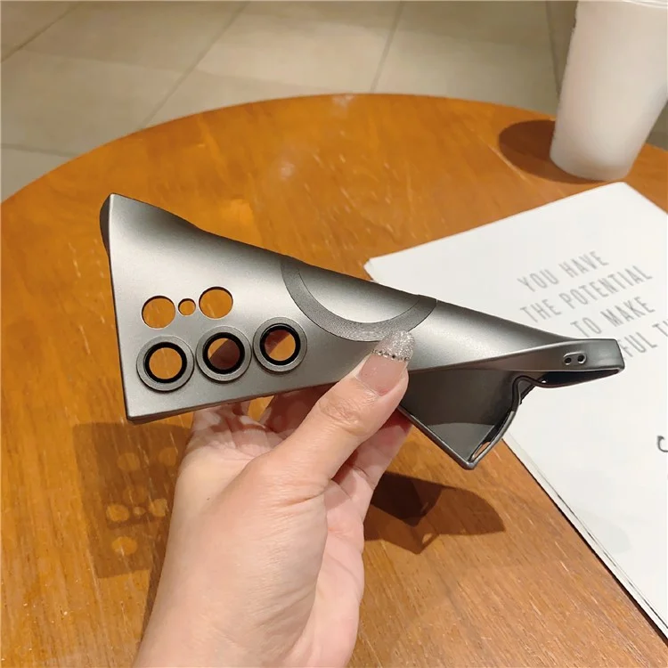 For Samsung Galaxy S22 Ultra 5G TPU Phone Case Compatible with MagSafe Rubberized Phone Cover - Silver
