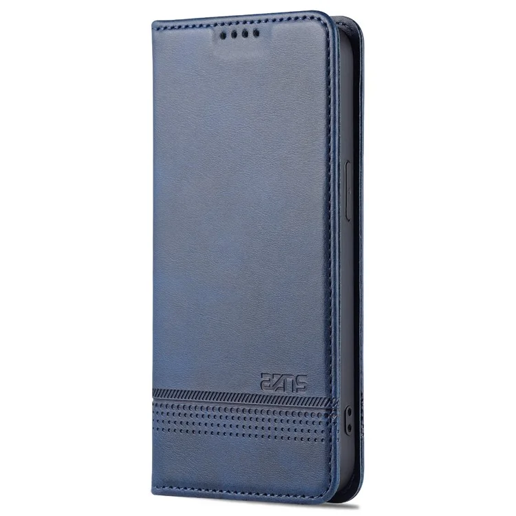 AZNS PU Leather + TPU Phone Case for iPhone 15 , Wallet Stand Anti-drop Cover - Blue