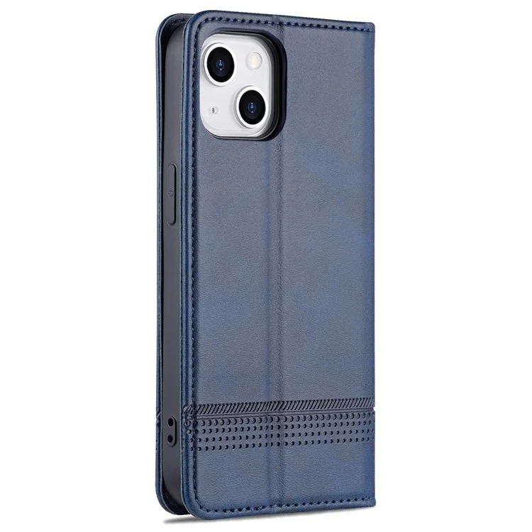 AZNS For iPhone 15 Plus Anti-scratch PU Leather Case Stand Wallet Phone Cover - Blue