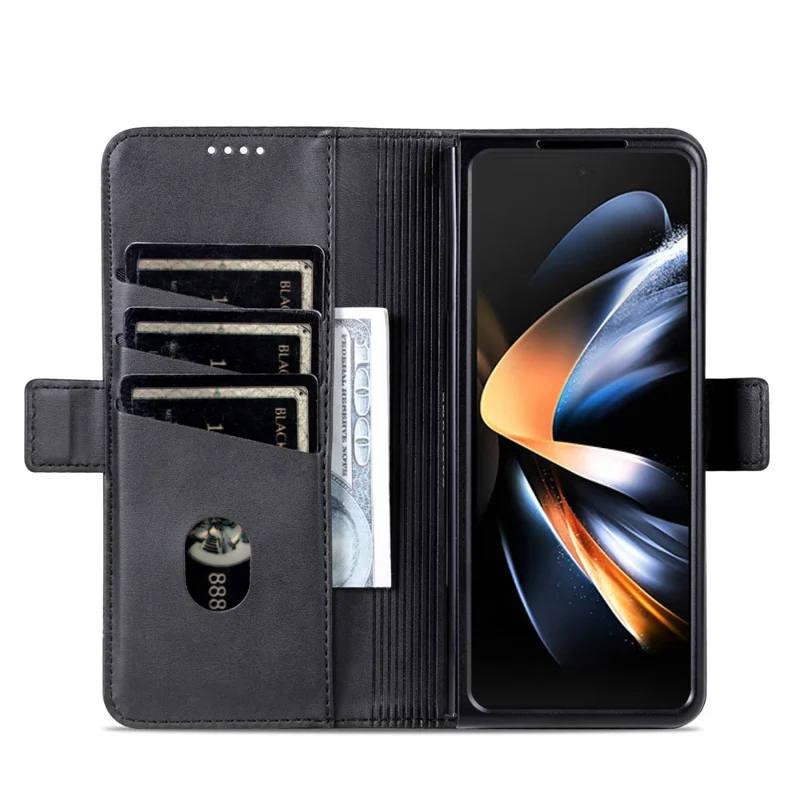 AZNS Pour Samsung Galaxy Z Fold5 5G Étui portefeuille en cuir PU Flip Folio Stand Housse de téléphone - Noir