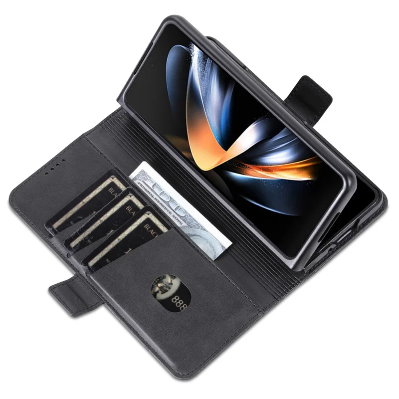 AZNS Pour Samsung Galaxy Z Fold5 5G Étui portefeuille en cuir PU Flip Folio Stand Housse de téléphone - Noir