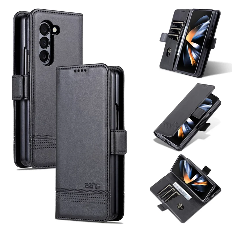 AZNS Pour Samsung Galaxy Z Fold5 5G Étui portefeuille en cuir PU Flip Folio Stand Housse de téléphone - Noir