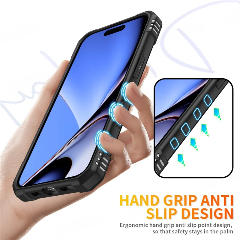 For iPhone 15 Plus Kickstand Case Work with Magnetic Car Mount PC+ TPU Phone Cover - Black