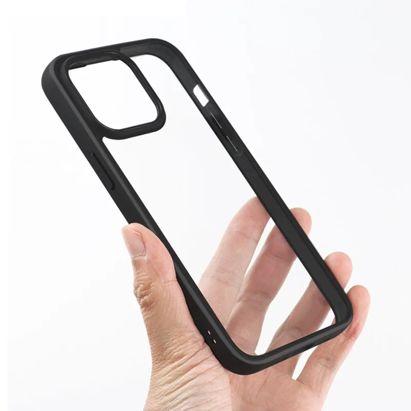 Coque de téléphone transparente et résistante aux rayures pour iPhone 15 Pro, avec dos en PC et cadre en TPU
