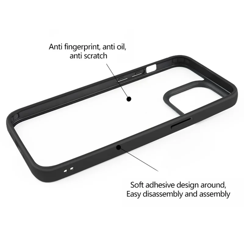 Coque de téléphone transparente et résistante aux rayures pour iPhone 15 Pro, avec dos en PC et cadre en TPU